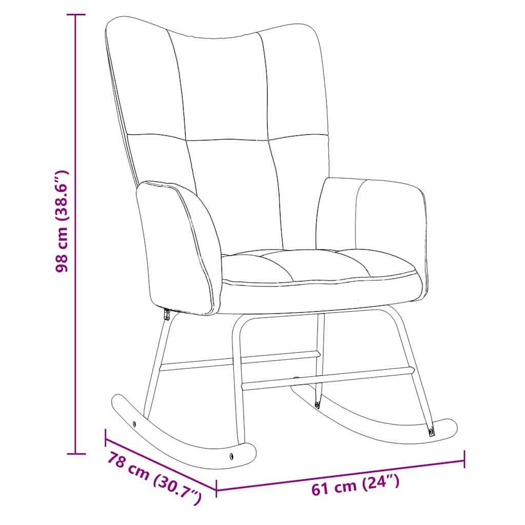 vidaXL Rocking Chair with Footstool Black Velvet