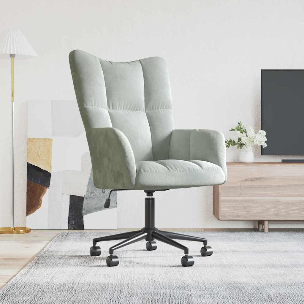 vidaXL Relaxing Chair with Wheels Light Grey Velvet