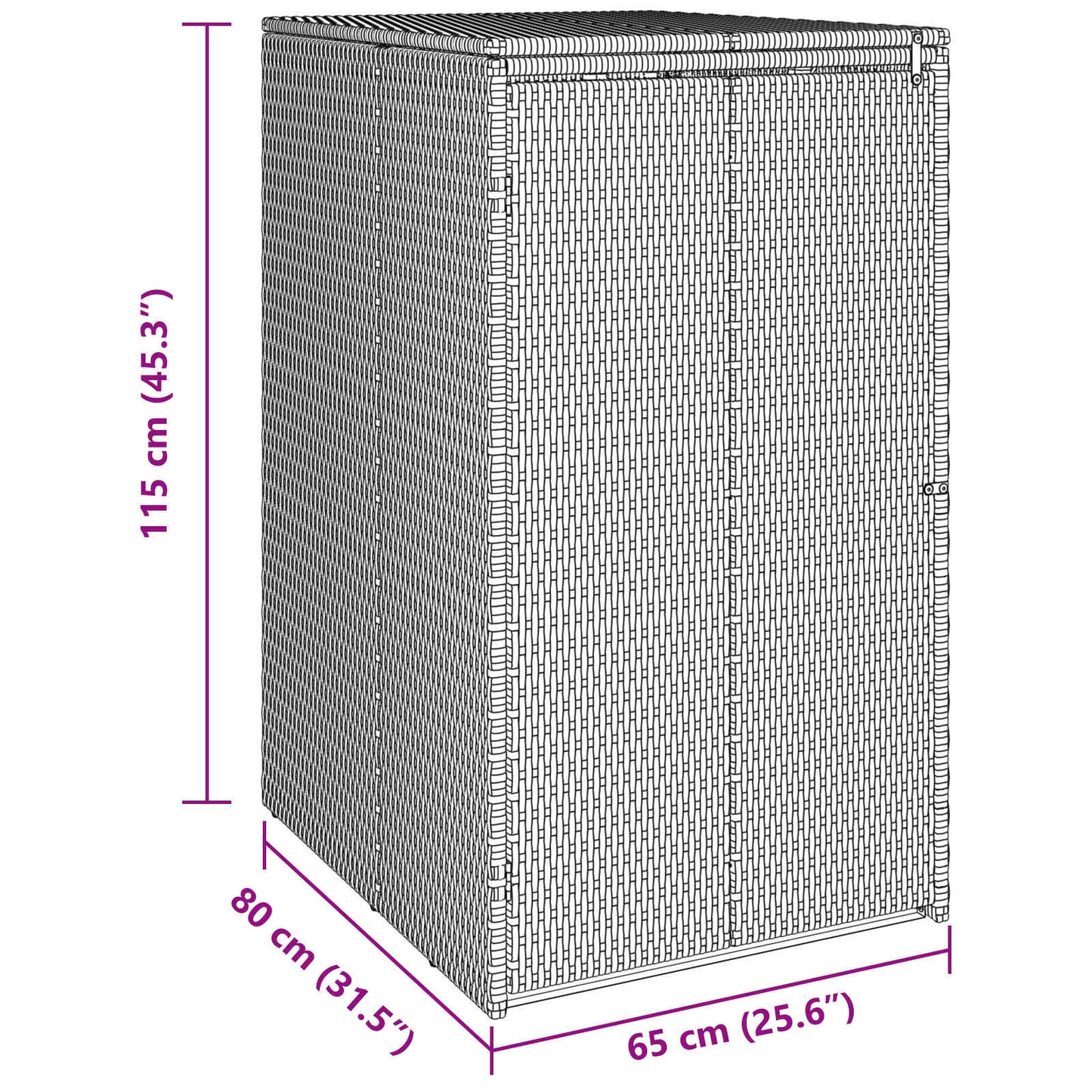 vidaXL Box Garbage Bin Box Black 65 x 80 x 115 cm Polyethylene