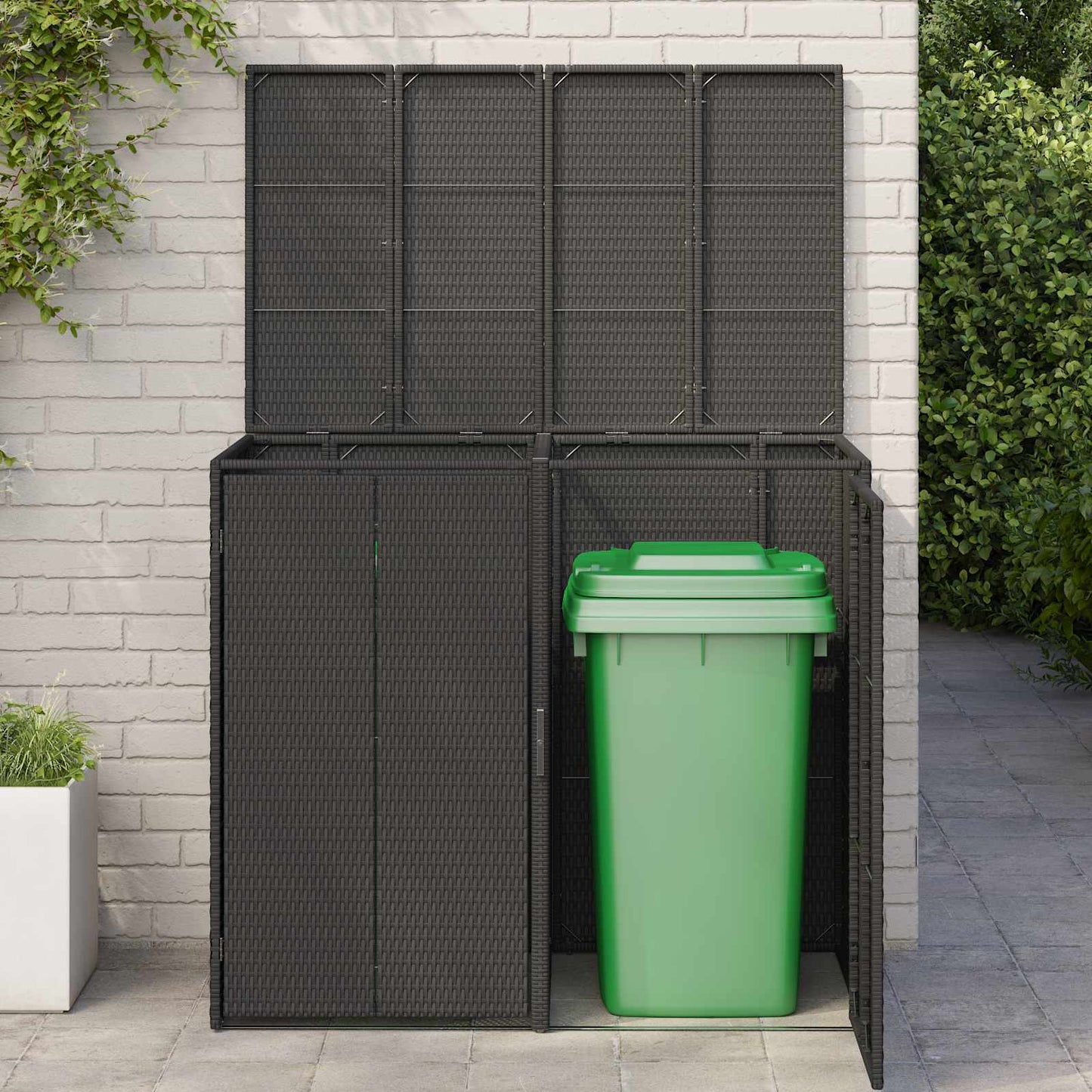 vidaXL Box Garbage Bin Box 2 pcs Black 130 x 80 x 115 cm Polyethylene