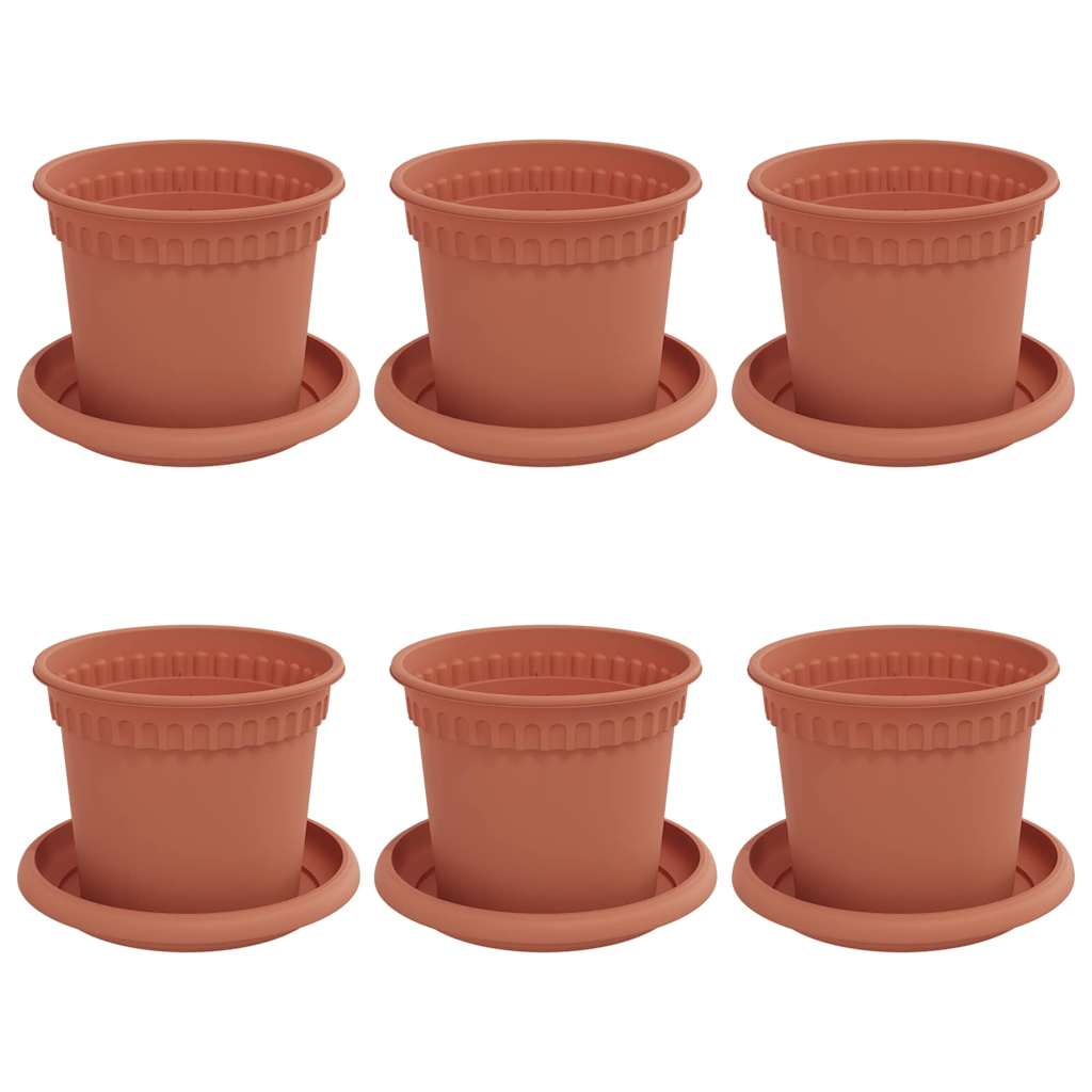 vidaXL Plant Pots 6 pcs Brick Red Ø 12.5 x 10 cm Plastic