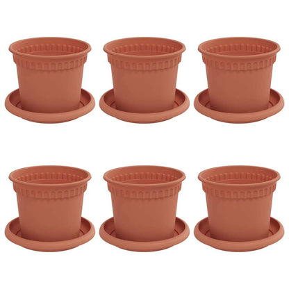 vidaXL Plant Pots 6 pcs Brick Red Ø 12.5 x 10 cm Plastic