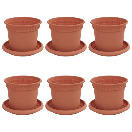 vidaXL Plant Pots 6 pcs Brick Red Ø 12.5 x 10 cm Plastic