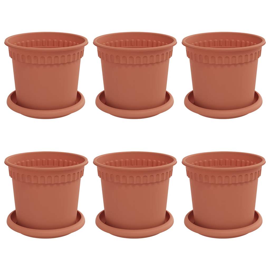vidaXL Plant Pots 6 pcs Brick Red Ø 15 x 12 cm Plastic