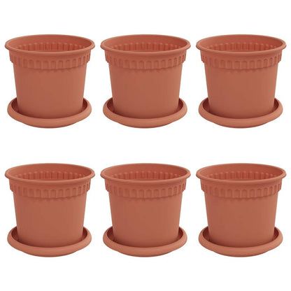 vidaXL Plant Pots 6 pcs Brick Red Ø 15 x 12 cm Plastic