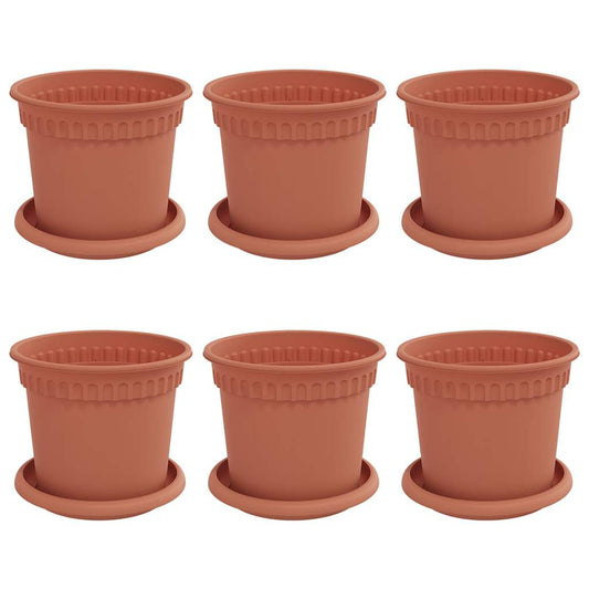 vidaXL Plant Pots 6 pcs Brick Red Ø 15 x 12 cm Plastic