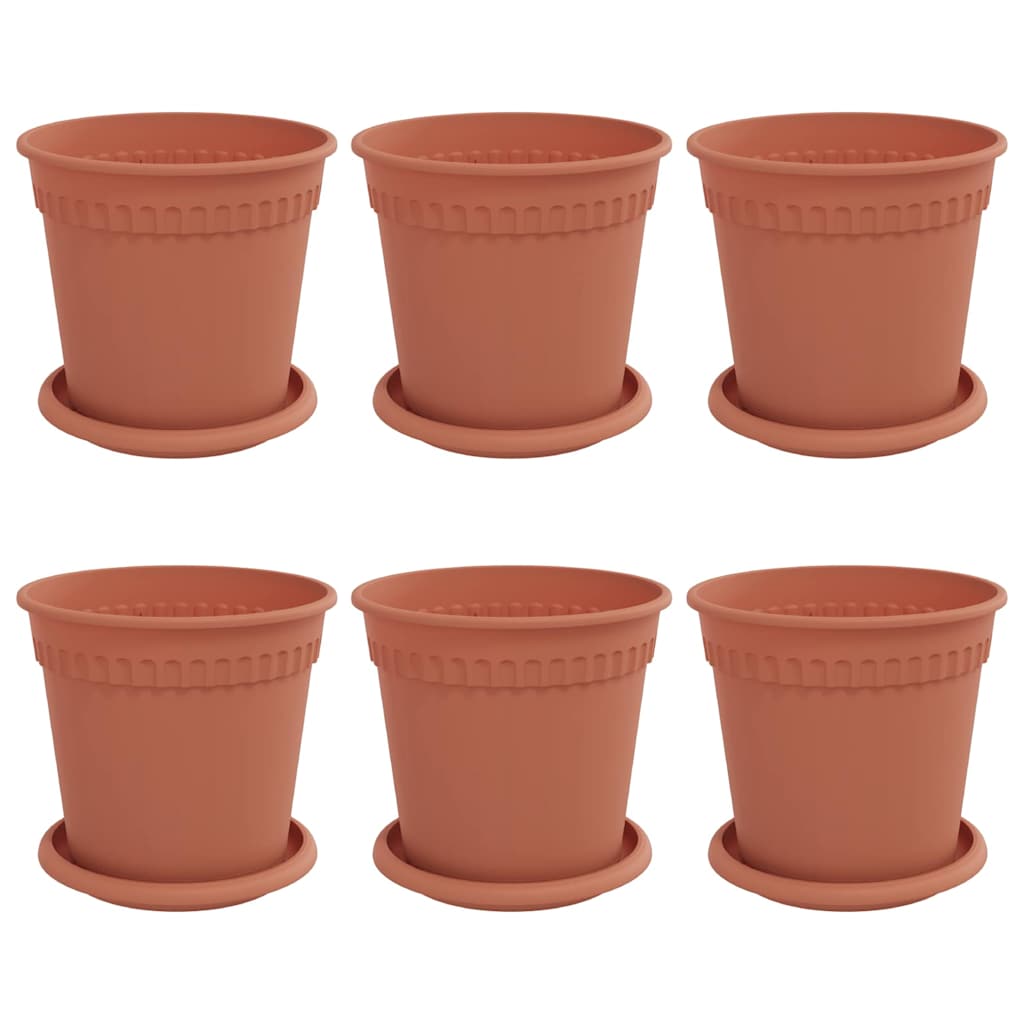 vidaXL Plant Pots 6 pcs Brick Red Ø 17 x 14 cm Plastic