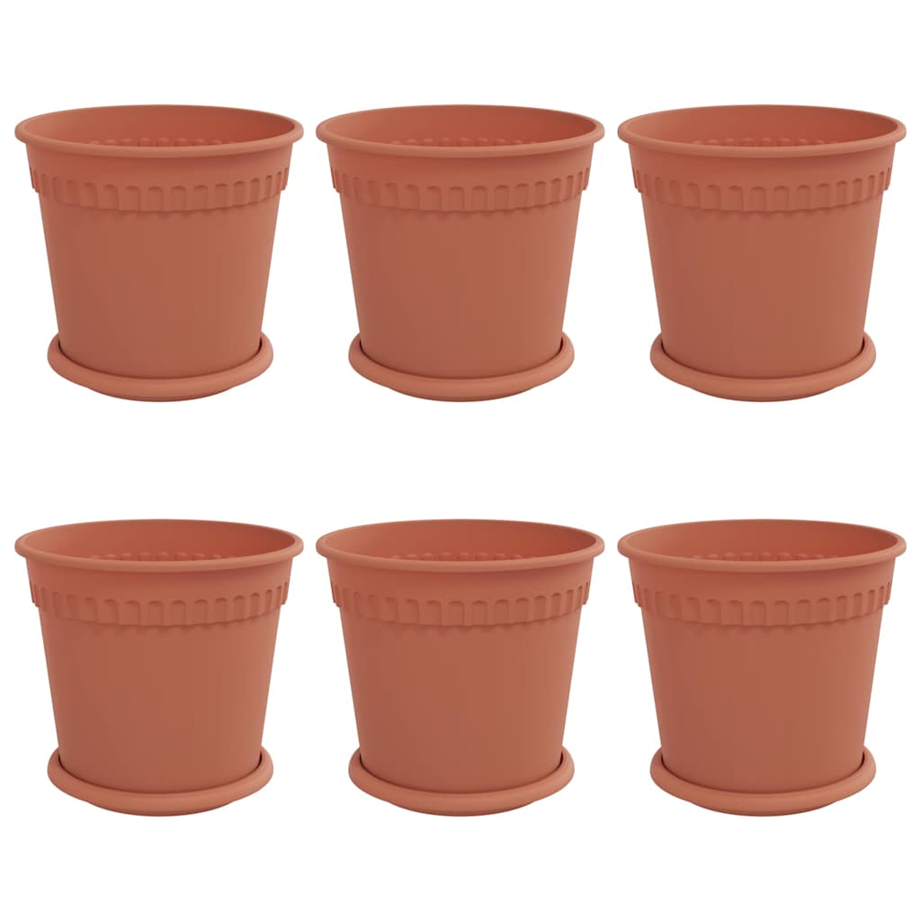vidaXL Plant Pots 6 pcs Brick Red Ø 19 x 16 cm Plastic