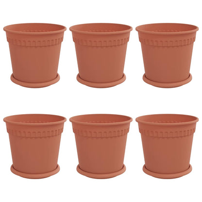 vidaXL Plant Pots 6 pcs Brick Red Ø 19 x 16 cm Plastic