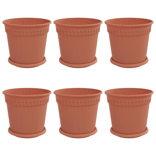 vidaXL Plant Pots 6 pcs Brick Red Ø 19 x 16 cm Plastic