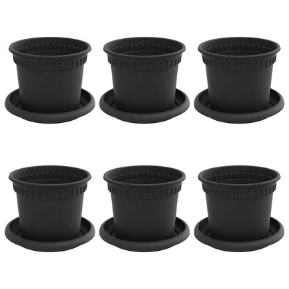 vidaXL Plant Pots 6 pcs Black Ø 12.5 x 10 cm Plastic