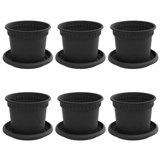 vidaXL Plant Pots 6 pcs Black Ø 12.5 x 10 cm Plastic