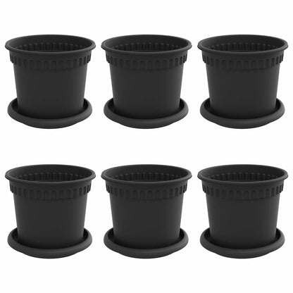 vidaXL Plant Pots 6 pcs Black Ø 15 x 12 cm Plastic