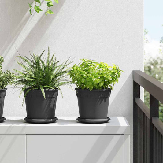 vidaXL Plant Pots 6 pcs Black Ø 17 x 14 cm Plastic