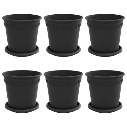 vidaXL Plant Pots 6 pcs Black Ø 17 x 14 cm Plastic