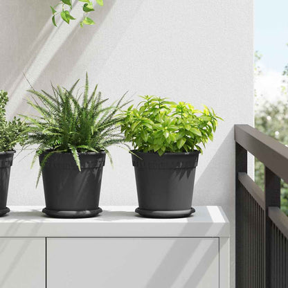 vidaXL Plant Pots 6 pcs Black Ø 19 x 16 cm Plastic