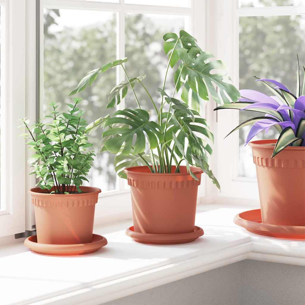 vidaXL Plant Pots 24 pcs Brick Red Ø 15 x 12 cm Plastic