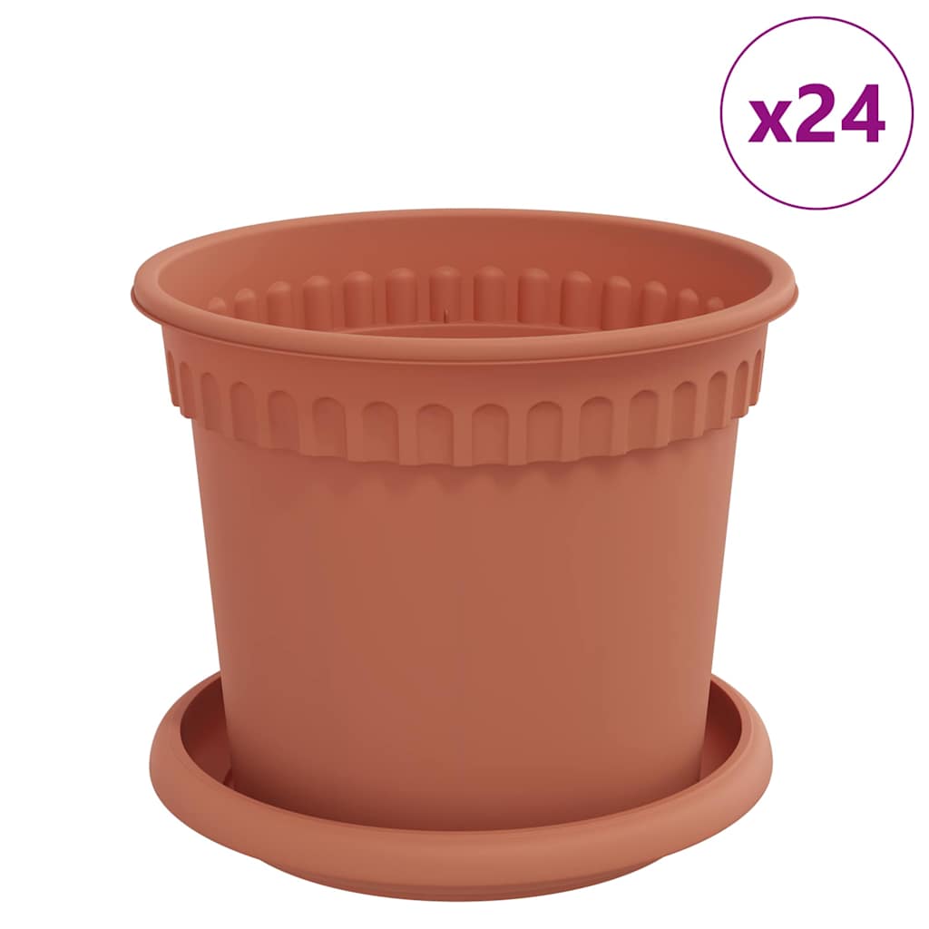 vidaXL Plant Pots 24 pcs Brick Red Ø 15 x 12 cm Plastic