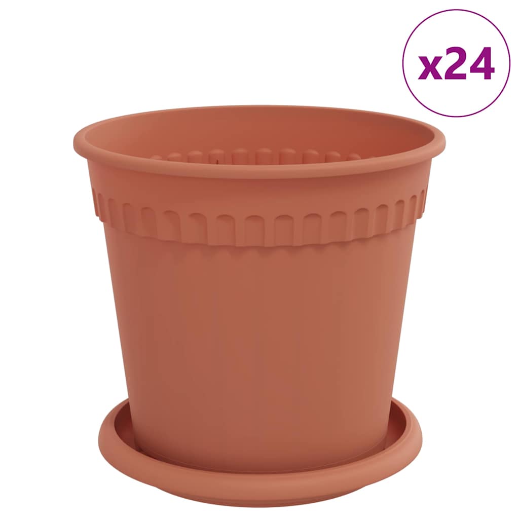 vidaXL Plant Pots 24 pcs Brick Red Ø 17 x 14 cm Plastic