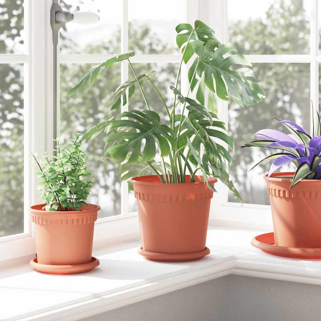 vidaXL Plant Pots 24 pcs Brick Red Ø 19 x 16 cm Plastic