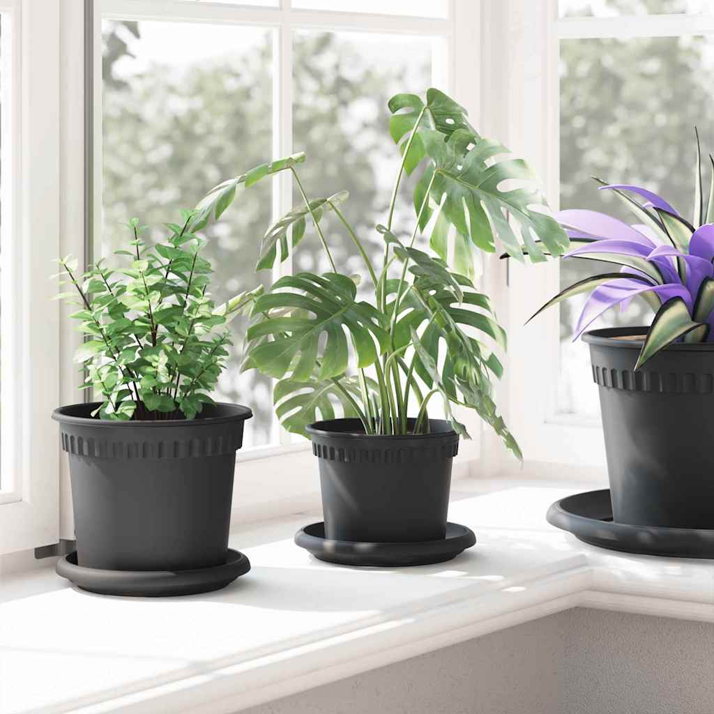 vidaXL Plant Pots 24 pcs Black Ø 12.5 x 10 cm Plastic