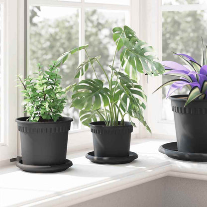 vidaXL Plant Pots 24 pcs Black Ø 12.5 x 10 cm Plastic