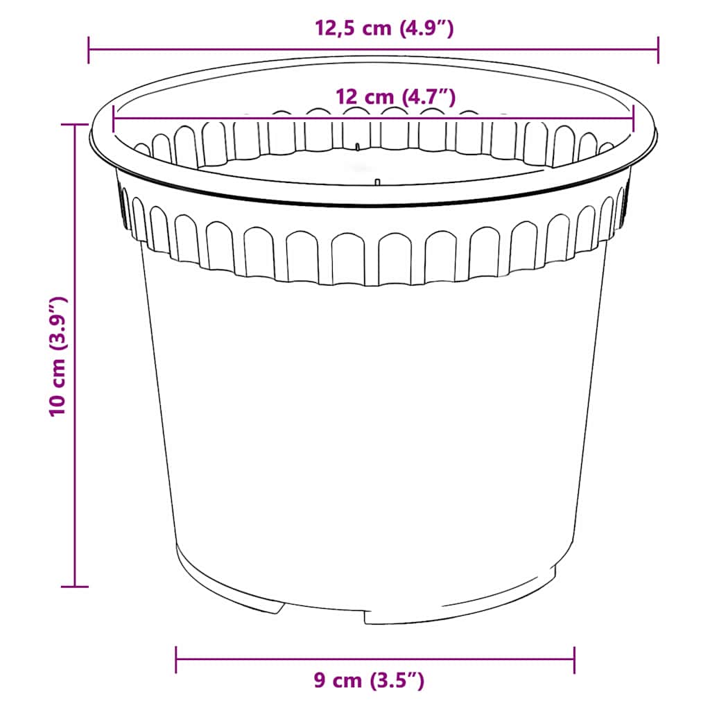 vidaXL Plant Pots 24 pcs Black Ø 12.5 x 10 cm Plastic