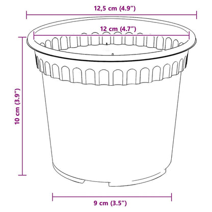 vidaXL Plant Pots 24 pcs Black Ø 12.5 x 10 cm Plastic