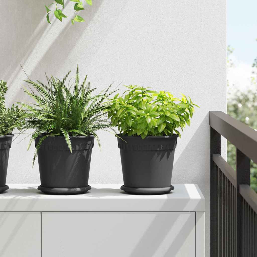 vidaXL Plant Pots 24 pcs Black Ø 19 x 16 cm Plastic