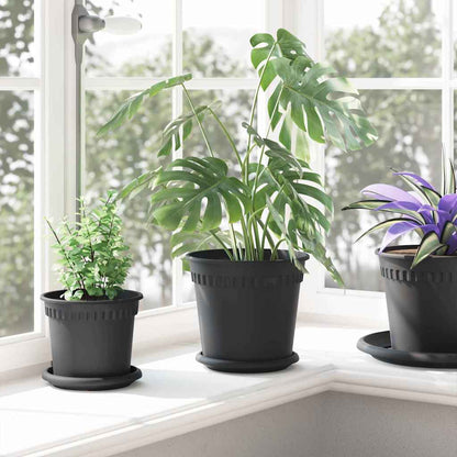 vidaXL Plant Pots 24 pcs Black Ø 19 x 16 cm Plastic