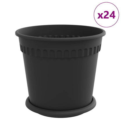 vidaXL Plant Pots 24 pcs Black Ø 19 x 16 cm Plastic