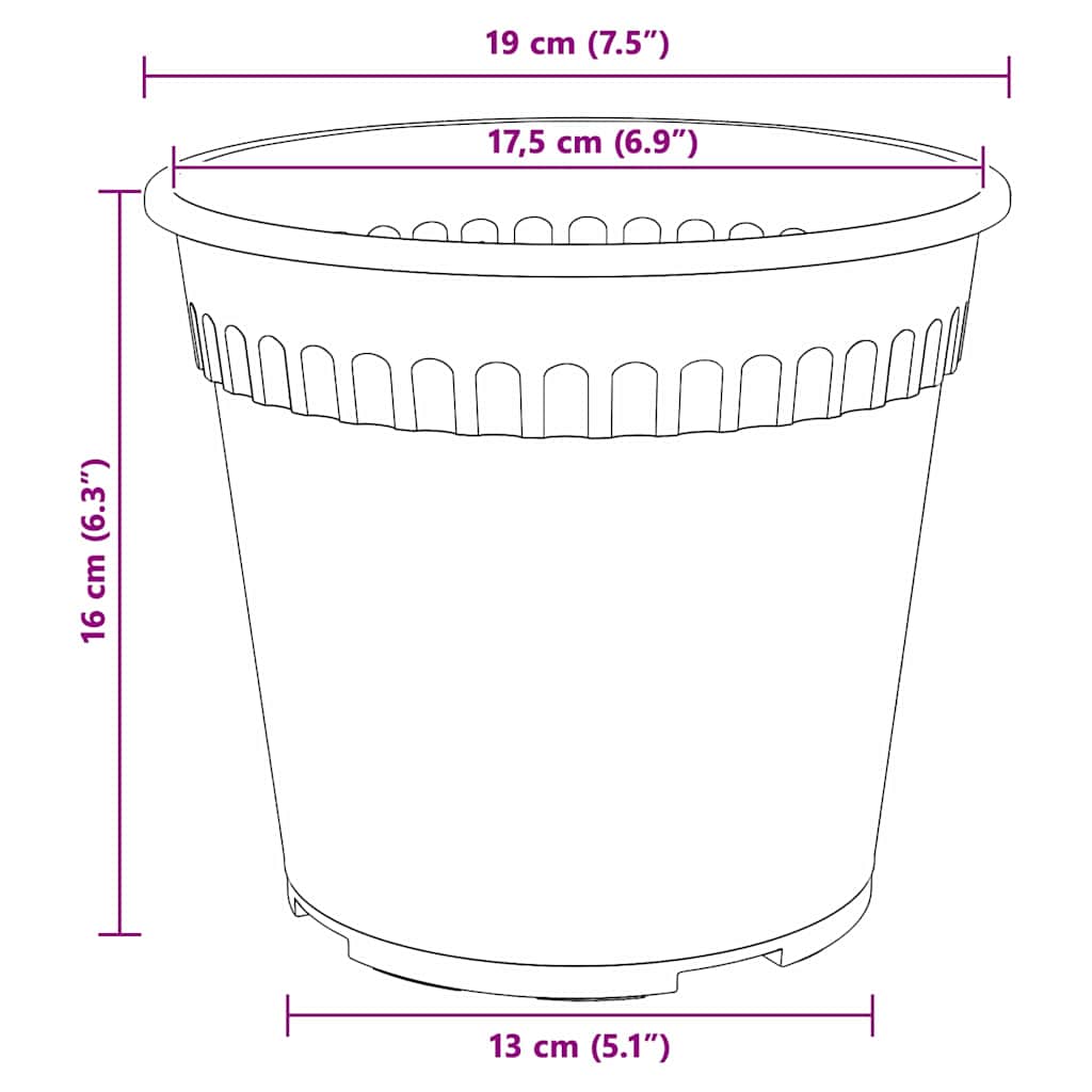 vidaXL Plant Pots 24 pcs Black Ø 19 x 16 cm Plastic