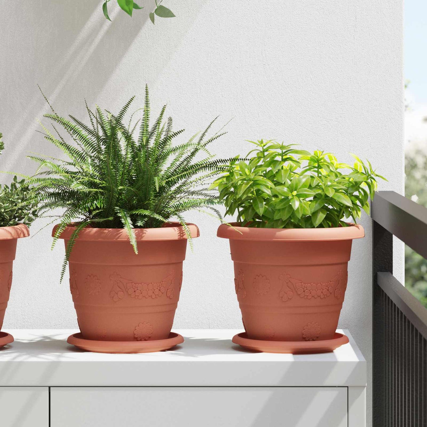 vidaXL Plant Pots 6 pcs Brick Red Ø 22 x 18 cm Plastic