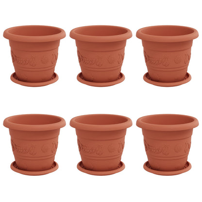 vidaXL Plant Pots 6 pcs Brick Red Ø 22 x 18 cm Plastic