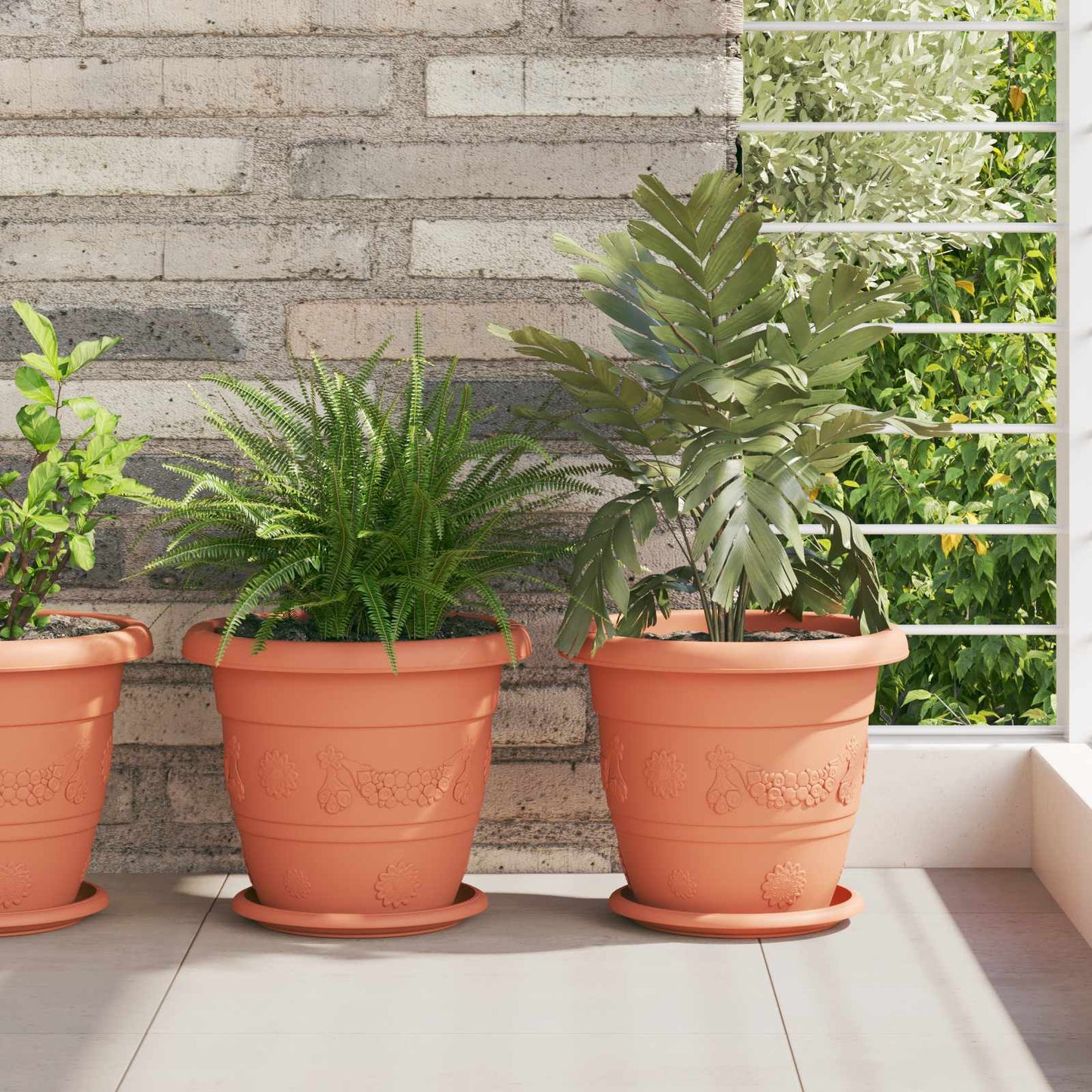 vidaXL Plant Pots 6 pcs Brick Red Ø 26 x 21.5 cm Plastic