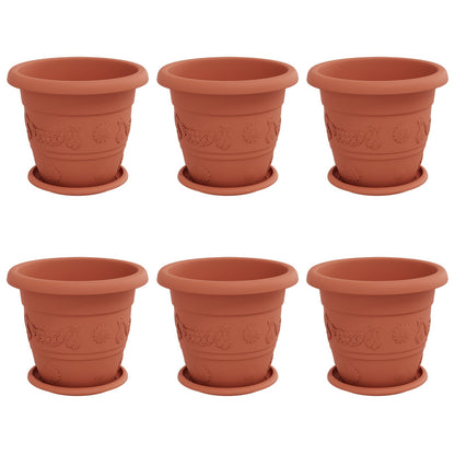 vidaXL Plant Pots 6 pcs Brick Red Ø 26 x 21.5 cm Plastic