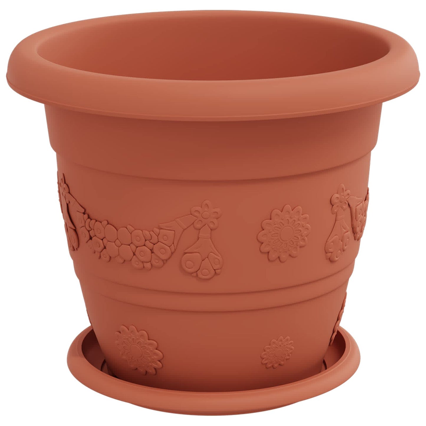 vidaXL Plant Pots 6 pcs Brick Red Ø 26 x 21.5 cm Plastic