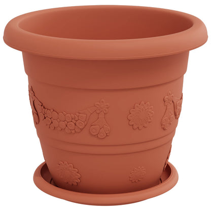 vidaXL Plant Pots 6 pcs Brick Red Ø 26 x 21.5 cm Plastic