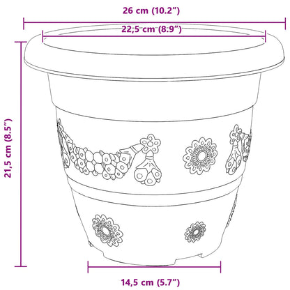 vidaXL Plant Pots 6 pcs Brick Red Ø 26 x 21.5 cm Plastic