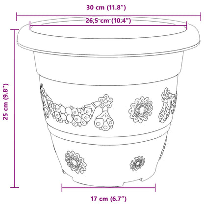 vidaXL Plant Pots 6 pcs Brick Red Ø 30 x 25 cm Plastic