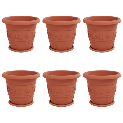 vidaXL Plant Pots 6 pcs Brick Red Ø 34 x 28 cm Plastic