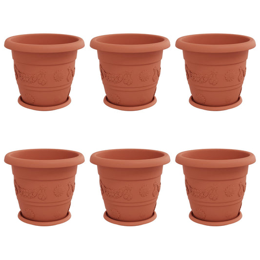 vidaXL Plant Pots 6 pcs Brick Red Ø 34 x 28 cm Plastic