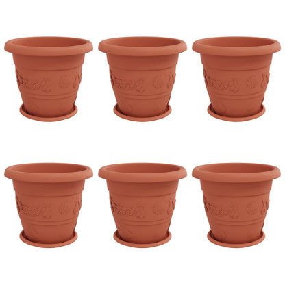 vidaXL Plant Pots 6 pcs Brick Red Ø 39 x 32 cm Plastic