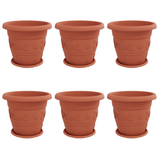 vidaXL Plant Pots 6 pcs Brick Red Ø 39 x 32 cm Plastic