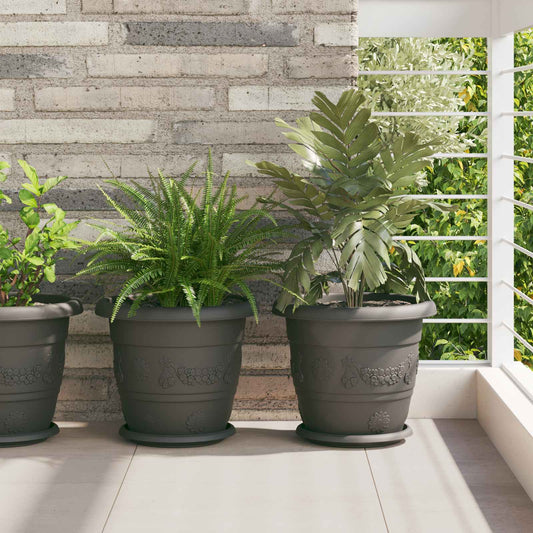 vidaXL Plant Pots 6 pcs Black Ø 30 x 25 cm Plastic
