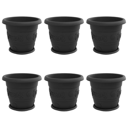 vidaXL Plant Pots 6 pcs Black Ø 34 x 28 cm Plastic