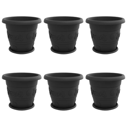 vidaXL Plant Pots 6 pcs Black Ø 39 x 32 cm Plastic