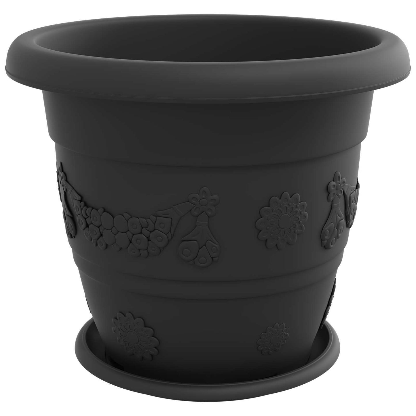 vidaXL Plant Pots 6 pcs Black Ø 39 x 32 cm Plastic