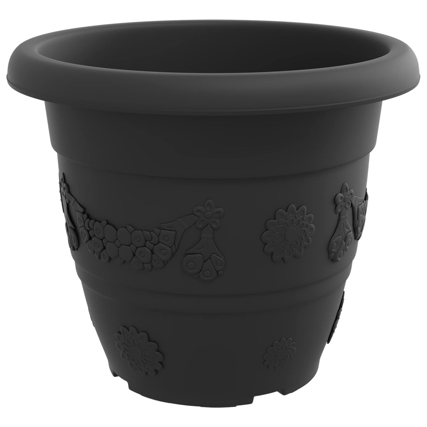 vidaXL Plant Pots 6 pcs Black Ø 39 x 32 cm Plastic
