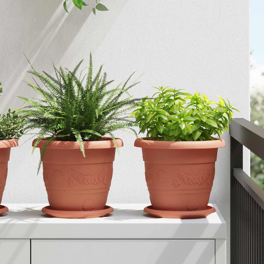 vidaXL Plant Pots 24 pcs Brick Red Ø 22 x 18 cm Plastic